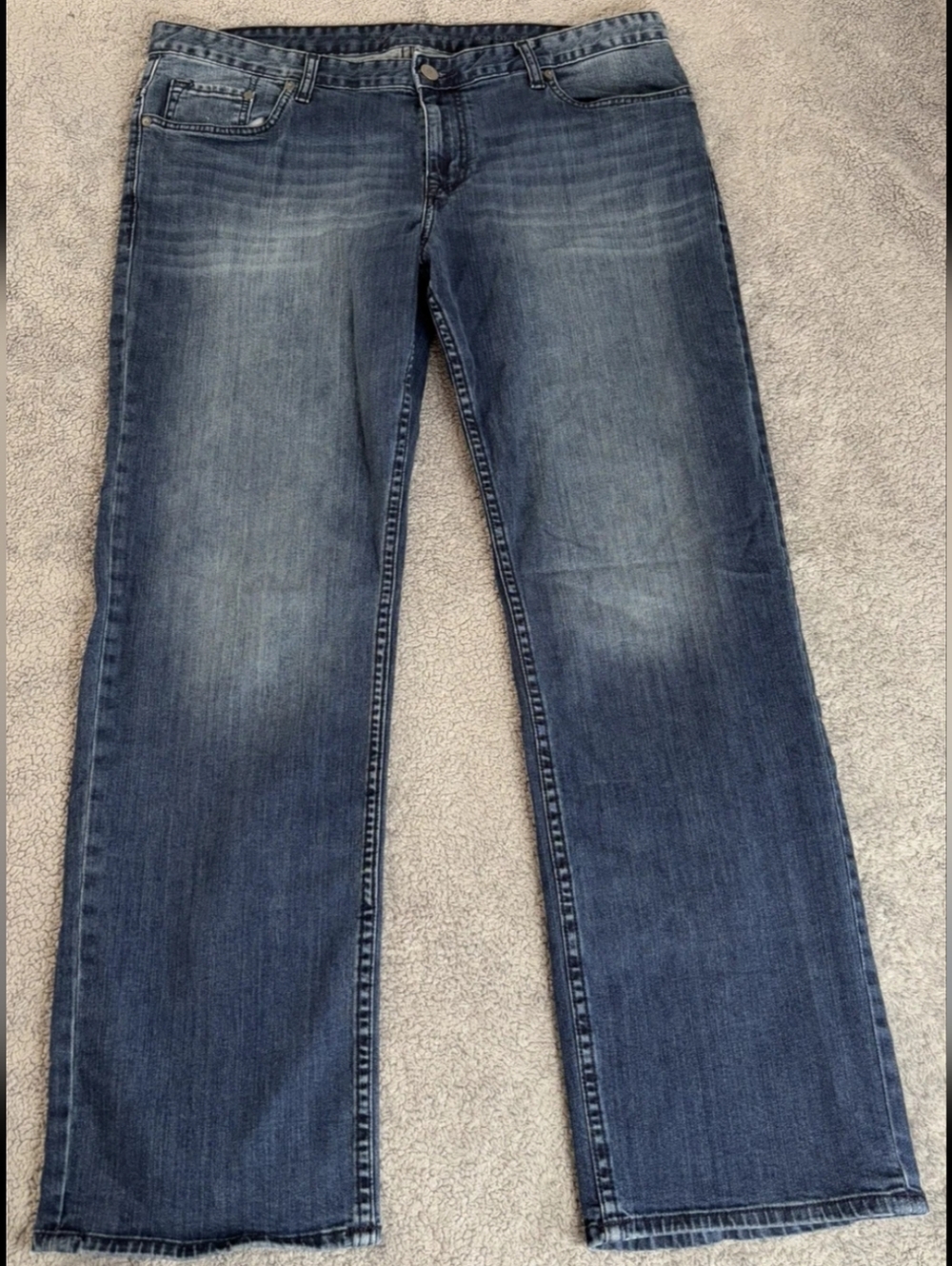 Calvin Klein Mens 38x32 Straight Leg Blue Denim Cotton Jeans